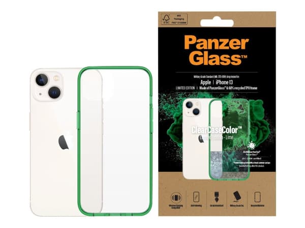 PanzerGlass ClearCaseColor - Limited Edition - baksidedeksel for mobiltelefon - 60 % resirkulert termoplastisk polyuretan (TPU) ramme - lime, klar ba
