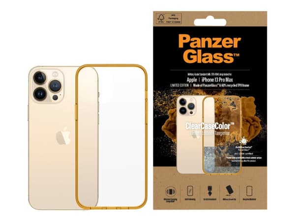 PanzerGlass ClearCaseColor - Limited Edition - baksidedeksel for mobiltelefon - 60 % resirkulert termoplastisk polyuretan (TPU) ramme - mandarin - fo