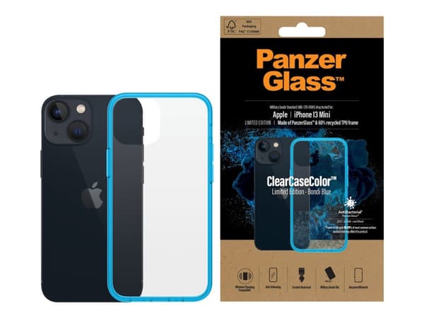 PanzerGlass ClearCaseColor - Limited Edition - baksidedeksel for mobiltelefon - 60 % resirkulert termoplastisk polyuretan (TPU) ramme - Bondi-blå, kl