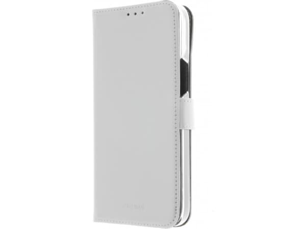 Insmat Exclusive - Lommebok for mobiltelefon - ekte skinn, termoplast-polyuretan (TPU), kartong+papir+aluminiumsfolie, bomullssting - hvit - for Appl