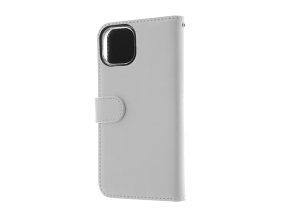 Insmat Exclusive - Lommebok for mobiltelefon - ekte skinn, termoplast-polyuretan (TPU), kartong+papir+aluminiumsfolie, bomullssting - hvit - for Appl