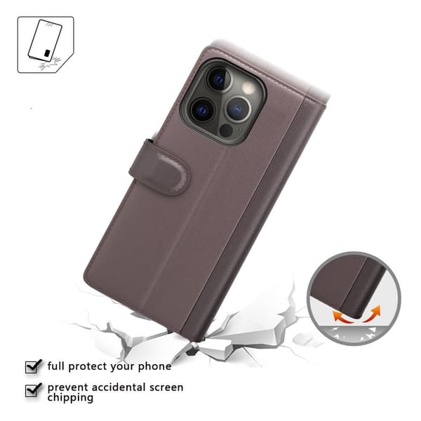 Äkta Läder Fodral till iPhone 13 Pro Max - Brun