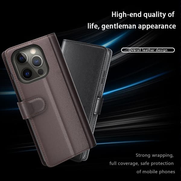 Äkta Läder Fodral till iPhone 13 Pro Max - Brun