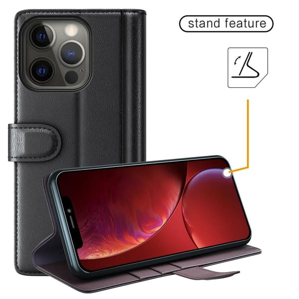 Äkta Läder Fodral till iPhone 13 Pro Max - Brun