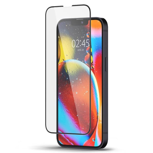 Spigen FC iPhone 14/13/13 Pro Härdat Glas Skärmskydd - Svart