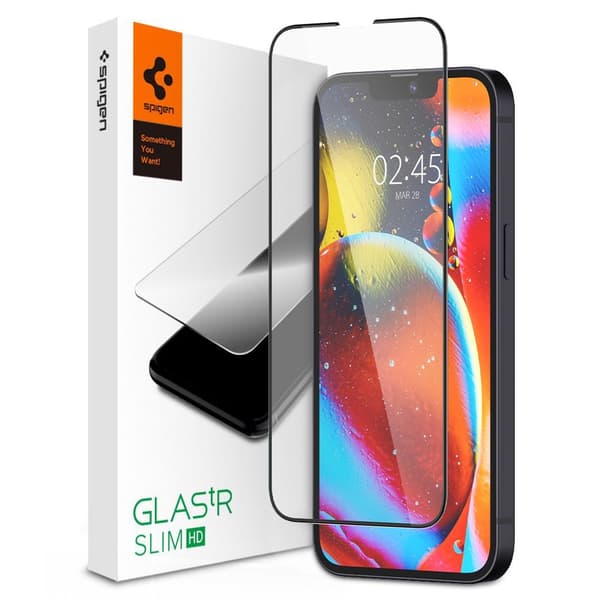 Spigen FC iPhone 14/13/13 Pro Härdat Glas Skärmskydd - Svart