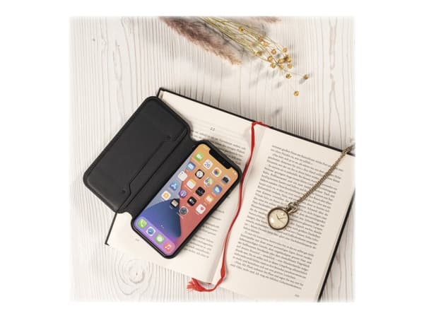 Hama Essential Line MagCase Finest Sense - Vikbart fodral för mobiltelefon - MagSafe-kompatibilitet - konstläder - svart - för Apple iPhone 13 Pro