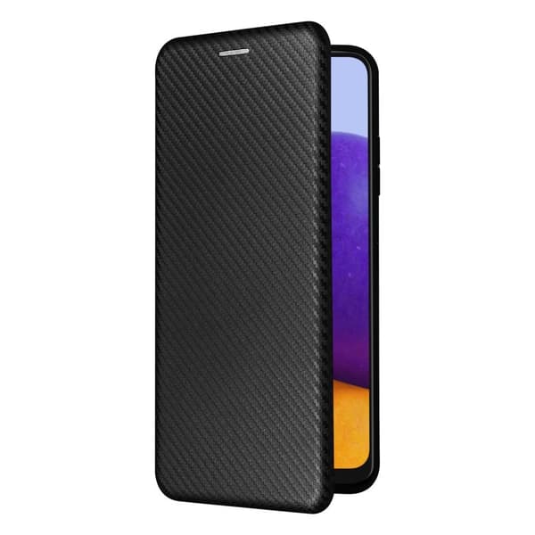 SKALO Samsung A22 5G Carbon Fiber Pungetui - Sort