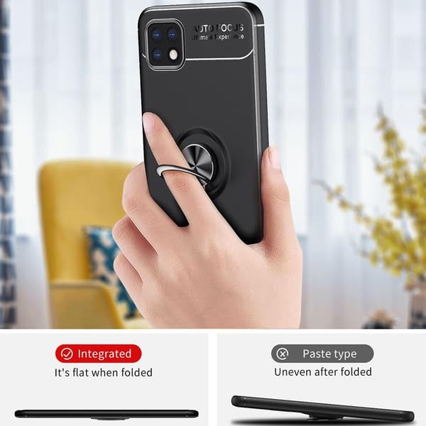 Samsung Galaxy A22 5G Deksel med Fingerring og Innebygd Plate - Svart