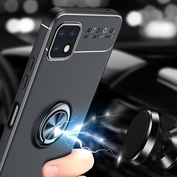 Samsung Galaxy A22 5G Deksel med Fingerring og Innebygd Plate - Svart