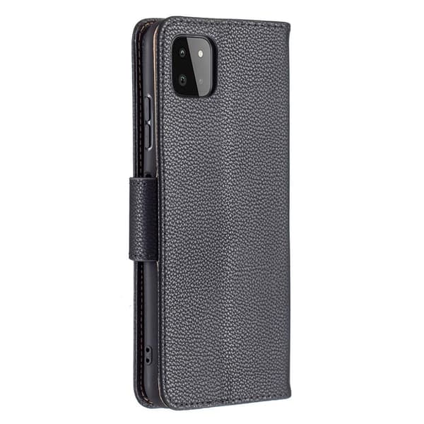 SKALO Samsung A22 5G Premium Litchi Flip Cover - Sort