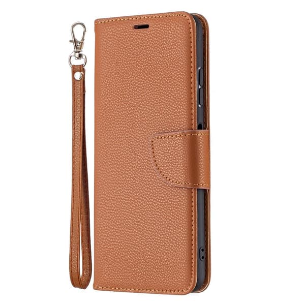 SKALO Samsung A22 5G Premium Litchi Flip Cover - Brun
