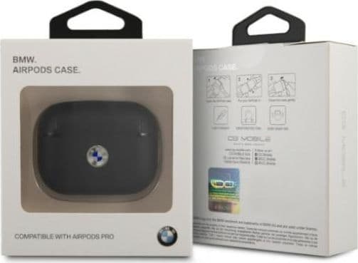 BMW Bmw Bmapsslbk Airpods Pro Cover Black/Black Geniune Leather Silver Logo