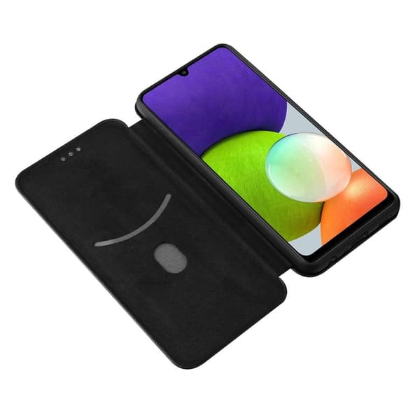 SKALO Samsung A22 4G Carbon Fiber Pungetui - Sort
