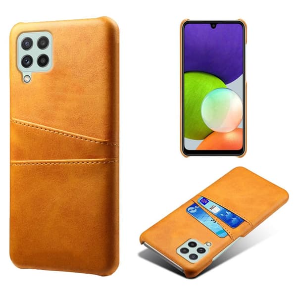 SKALO Samsung A22 4G PU-læder Kortholder Cover - Lys brun