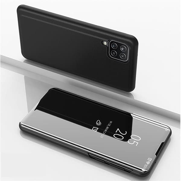 SKALO Samsung A22 4G Clear View Mirror Lompakko - Musta