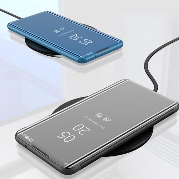 SKALO Samsung A22 4G Clear View Mirror Lompakko - Musta