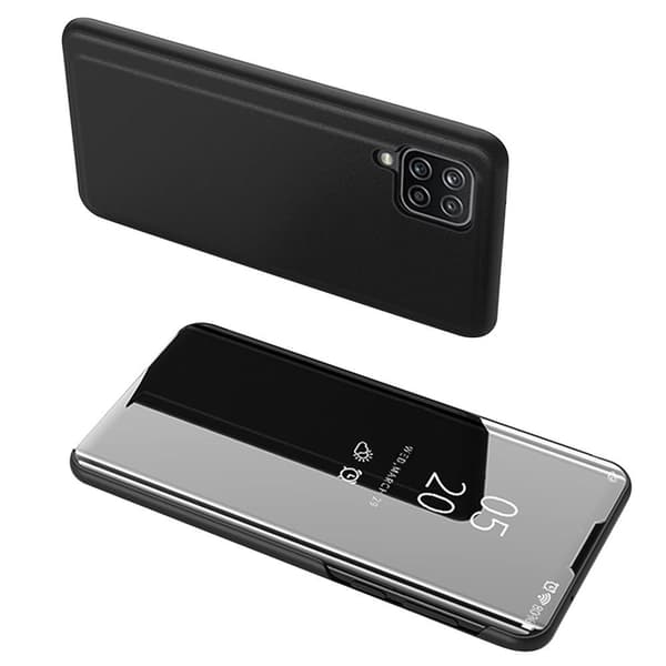 SKALO Samsung A22 4G Clear View Mirror Lompakko - Musta
