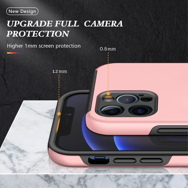iPhone 13 Pro Max Fingerring Kickstand Hybrid Taske - Rødguld