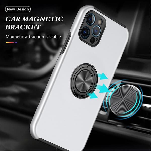 iPhone 13 Pro Max Hybrid skal med Finger Ring - Silver