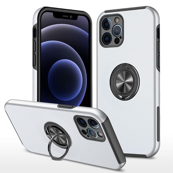 iPhone 13 Pro Max Hybrid skal med Finger Ring - Silver