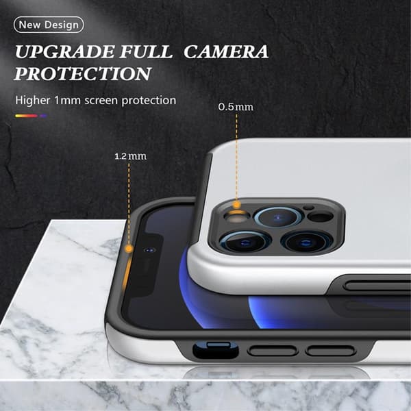 iPhone 13 Pro Finger Ring Kickstand Hybrid Case - Silver