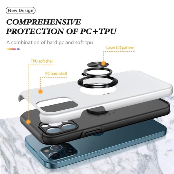 iPhone 13 Sormirengas Sivutuen Hybridikotelo - Hopea
