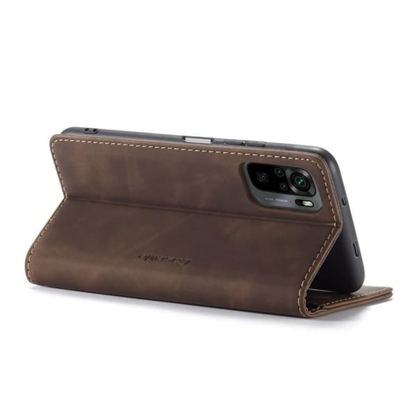 CASEME Retro tegnebog taske til Xiaomi Redmi Note 10 4G/Note 10S - Kaffe