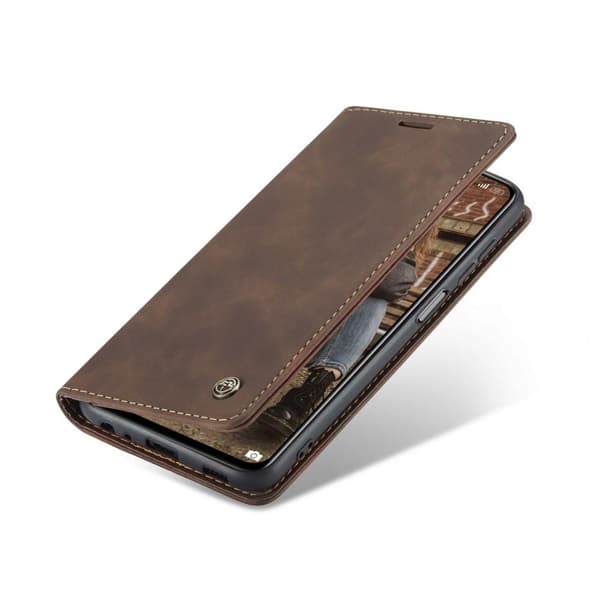 CASEME Retro tegnebog taske til Xiaomi Redmi Note 10 4G/Note 10S - Kaffe