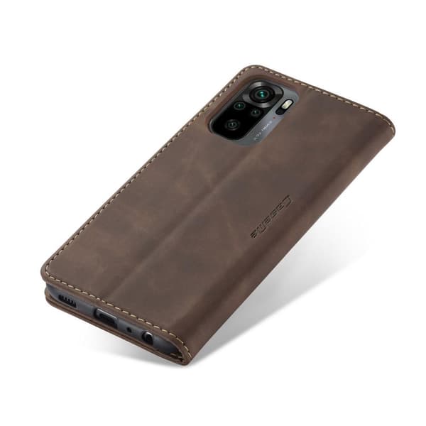 CASEME Retro tegnebog taske til Xiaomi Redmi Note 10 4G/Note 10S - Kaffe