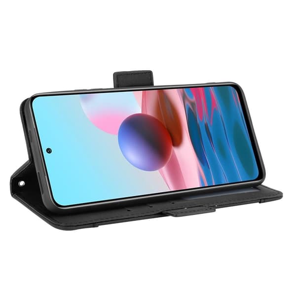Pung Stand Flip Taske til Xiaomi Redmi Note 10S/Note 10 4G - Sort