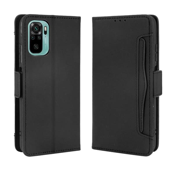 Pung Stand Flip Taske til Xiaomi Redmi Note 10S/Note 10 4G - Sort