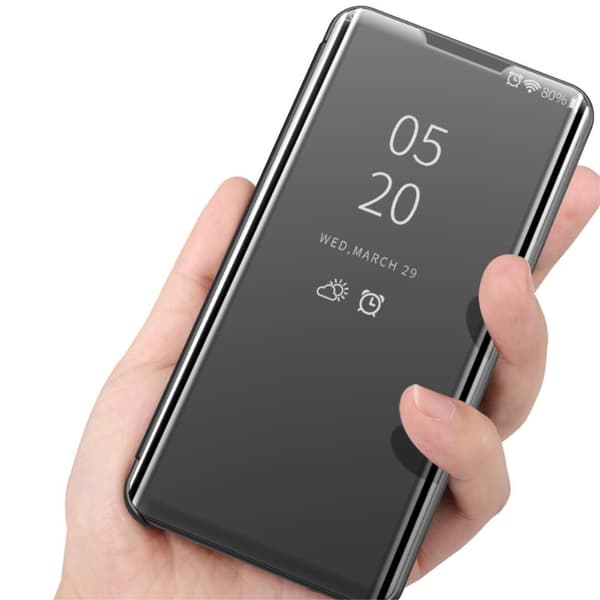 SKALO Samsung A22 5G Clear View Mirror Etui - Sort