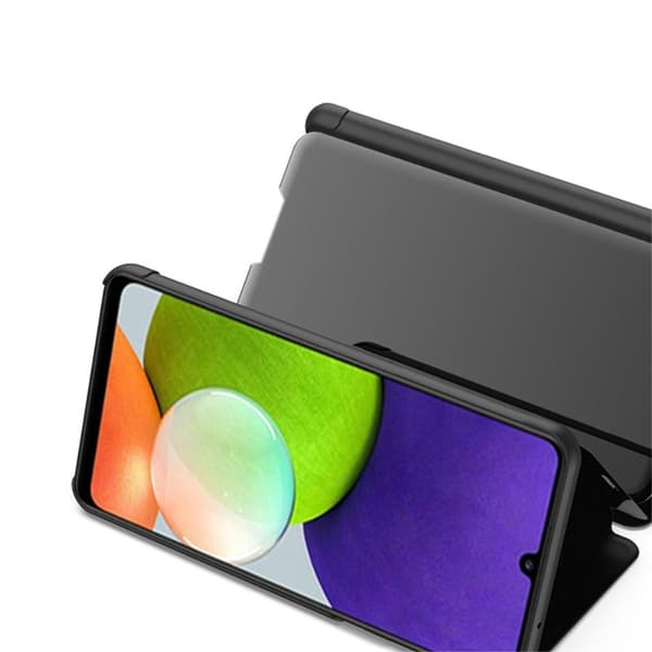 SKALO Samsung A22 5G Clear View Mirror Etui - Sort