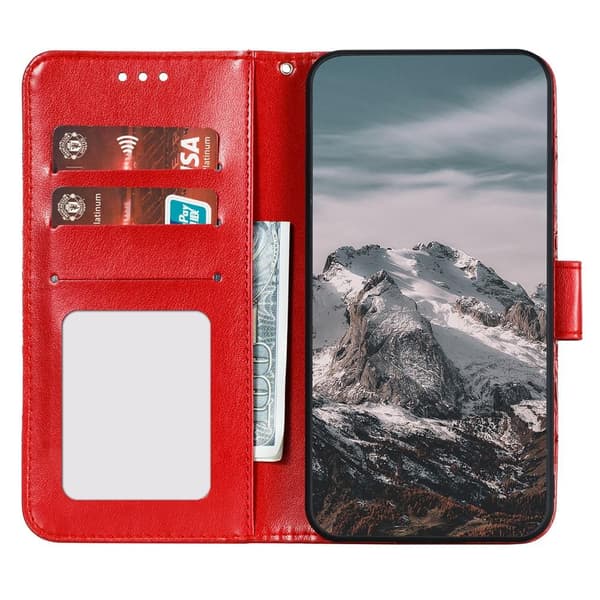 SKALO Samsung A22 4G Mandala lompakkokotelo - Punainen