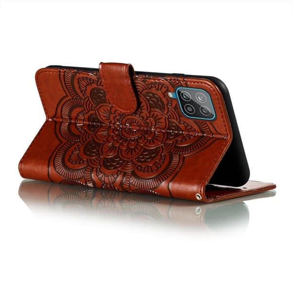 SKALO Samsung A22 4G Mandala Plånboksfodral - Brun