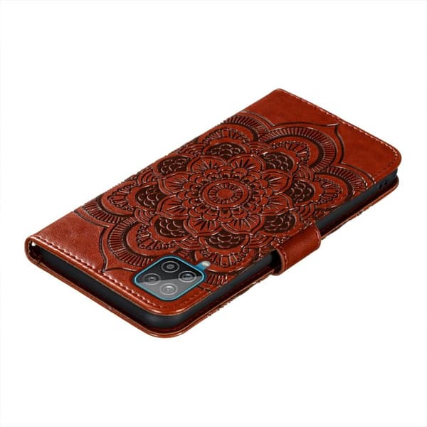 SKALO Samsung A22 4G Mandala Plånboksfodral - Brun