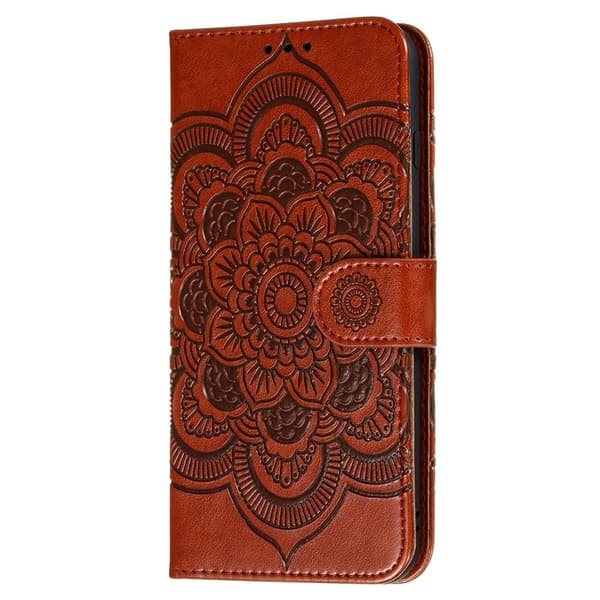 SKALO Samsung A22 4G Mandala Plånboksfodral - Brun