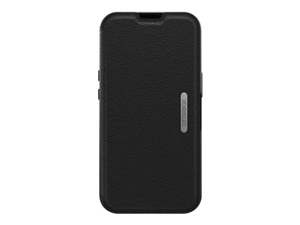 OtterBox Strada - Lommebok for mobiltelefon - lær - skyggesvart - for Apple iPhone 13