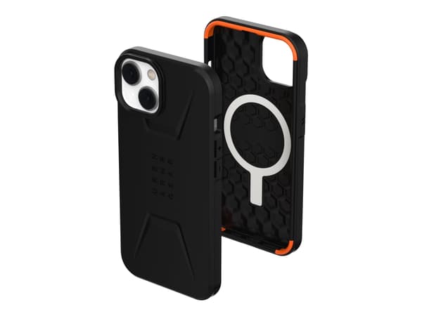 UAG Rugged Case for iPhone 14 [6.1-in] - Civilian for MagSafe Black - Baksidedeksel for mobiltelefon - robust - MagSafe-samsvar - kullstoff-fiber - 6