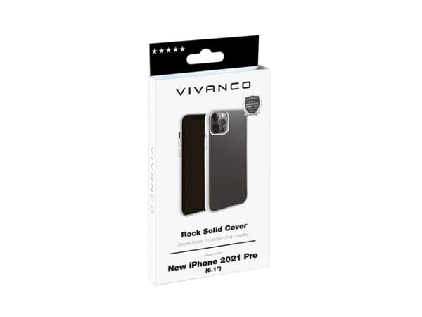 Vivanco Rock Solid, Suojus, Apple, iPhone 13 Pro, 15,5 cm (6.1"), Musta, Läpinäkyvä