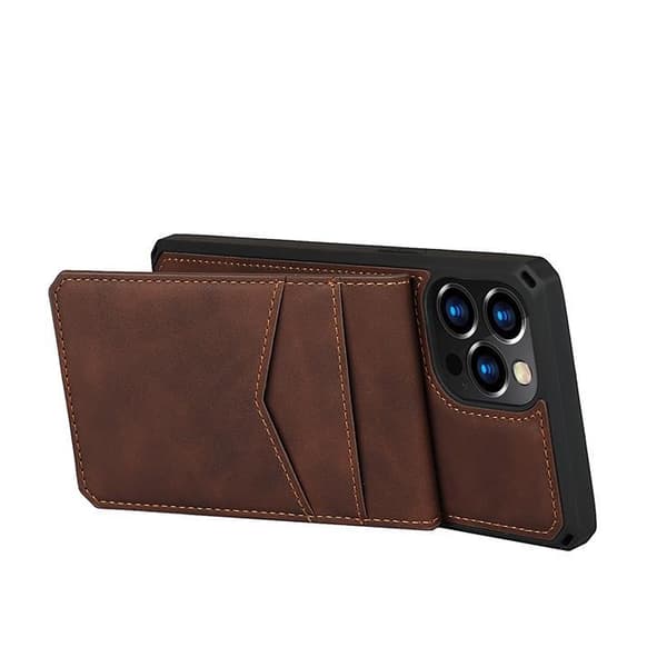 Skal med Kortplatser till iPhone 12 & 12 Pro - Brun