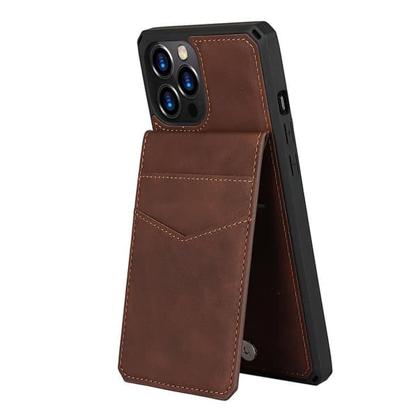 Skal med Kortplatser till iPhone 12 & 12 Pro - Brun