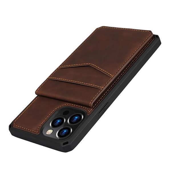 Skal med Kortplatser till iPhone 12 & 12 Pro - Brun