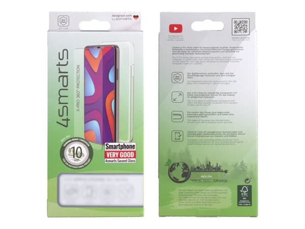 4smarts 360° Starter Set - Baksidedeksel for mobiltelefon - herdet glass, oleofobisk belegg, termoplast-polyuretan (TPU) - blank - for Apple iPhone 1