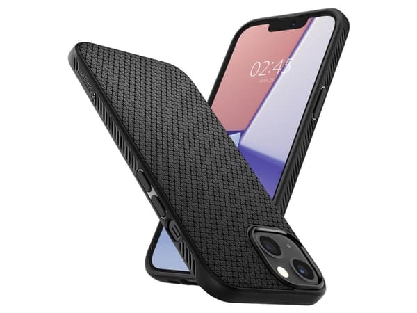 Spigen Liquid Air - Baksidesskydd för mobiltelefon - termoplastisk polyuretan (TPU) - mattsvart - för Apple iPhone 13