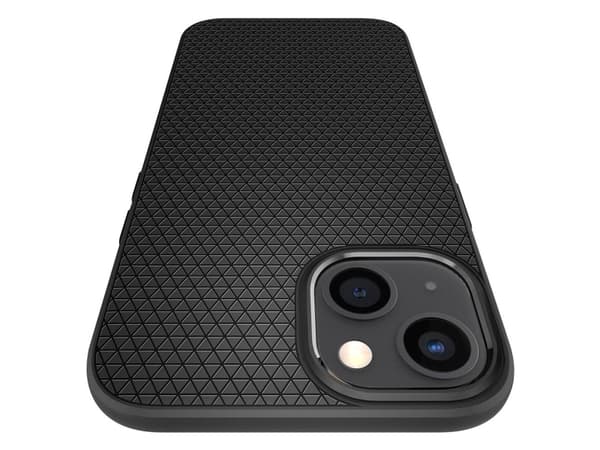 Spigen Liquid Air - Baksidesskydd för mobiltelefon - termoplastisk polyuretan (TPU) - mattsvart - för Apple iPhone 13