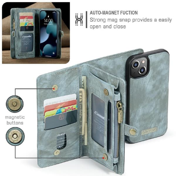 CASEME iPhone 13 Mini Retro plånboksfodral - Blå