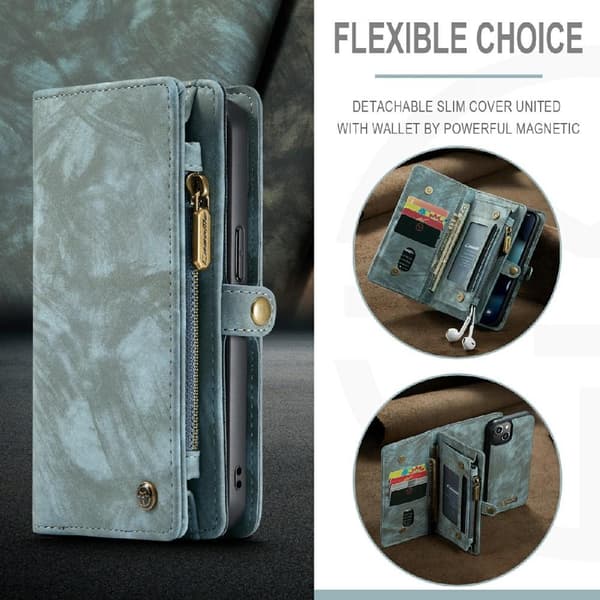 CASEME iPhone 13 Mini Retro plånboksfodral - Blå