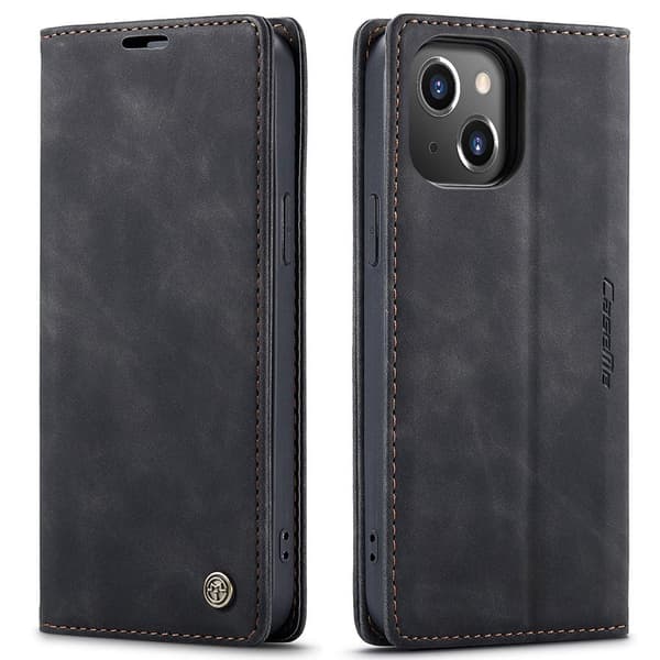 CASEME Retro lompakkokotelo iPhone 13 Prolle - Musta